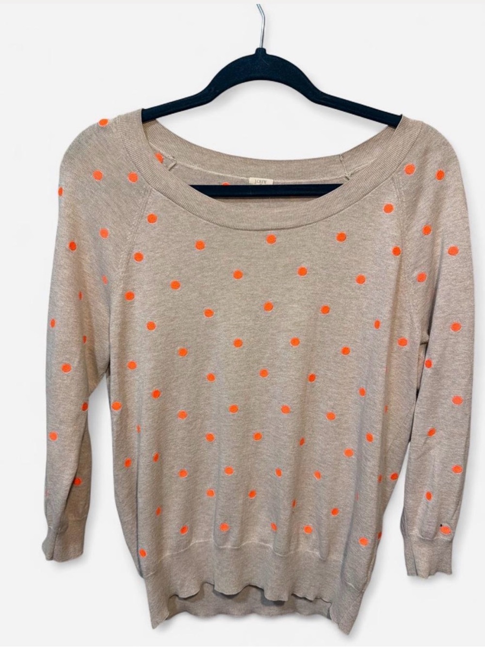J CREW Light Brown Polka Dot Sweater with Orange Dots - Women